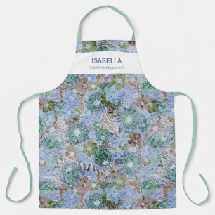 Custom Retro Blue Protea und Daisy Schürze