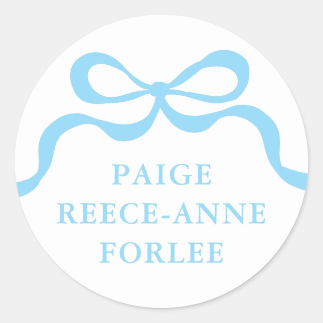 Custom Retro Boy Blue Bow Baby Birth Announcement  Runder Aufkleber (Vorderseite)