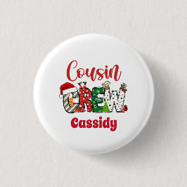 Custom Retro Cousin Crew Weihnachten Button