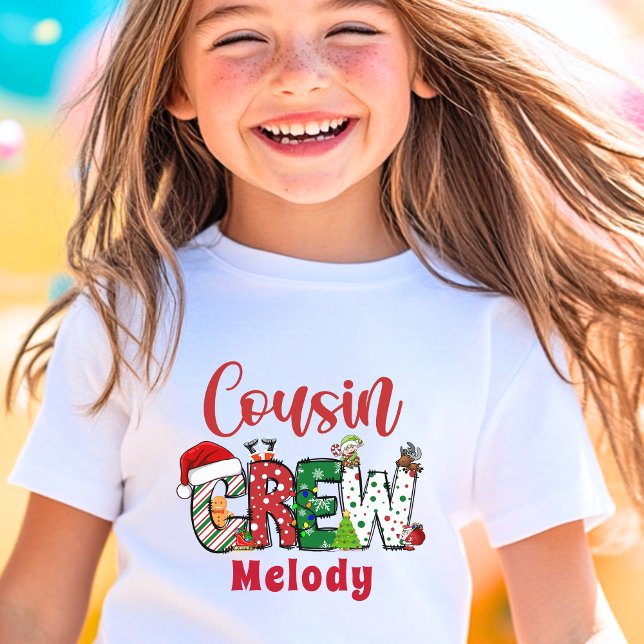 Custom Retro Cousin Crew Weihnachten Doodle T - Sh T-Shirt (Von Creator hochgeladen)