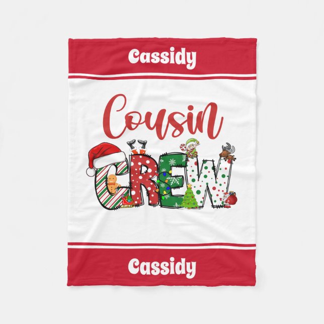 Custom Retro Cousin Crew Weihnachten Fleecedecke (Vorderseite)