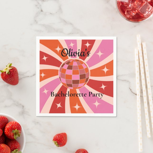 Custom Retro Disco Junggeselinnen-Abschied Serviette (Beispiel)
