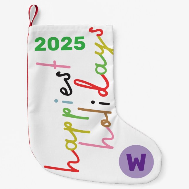 Custom Retro farbenfrohe glücklichste Ferien Kleiner Weihnachtsstrumpf (Vorderseite)