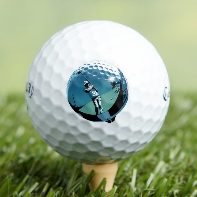 Custom Retro Golfer Logo Graphic Personalized Golfball (Von Creator hochgeladen)