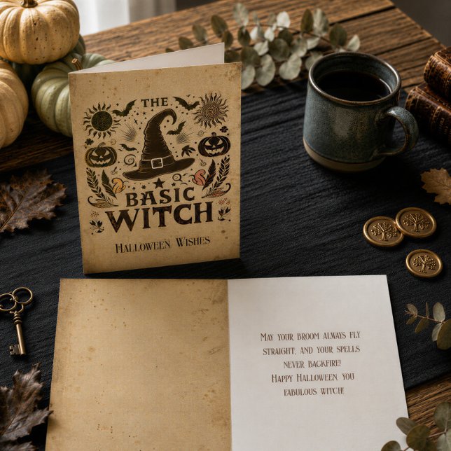 Custom Retro Halloween Cotattcore Hexenhut Karte (Von Creator hochgeladen)