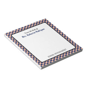 Custom Retro Karo Pattern School Psychologin Notizblock