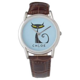 Custom Retro Mitte Jahrhundert Moderne Atomenkatze Armbanduhr