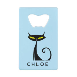 Custom Retro Mitte Jahrhundert Moderne Atomenkatze Geldbeutel Flaschenöffner