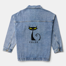 Custom Retro Mitte Jahrhundert Moderne Atomenkatze Jeansjacke