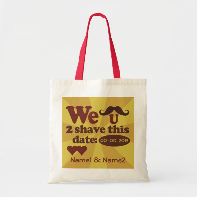 Custom Retro Mustache Rett-The-Date-Tasche Tragetasche (Vorne)