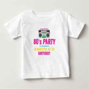 Custom Retro Neon 80er Geburtstagsparty Baby T-shirt