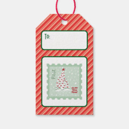 Custom Retro Paper Briefmarke Post Snow Weihnachts Geschenkanhänger