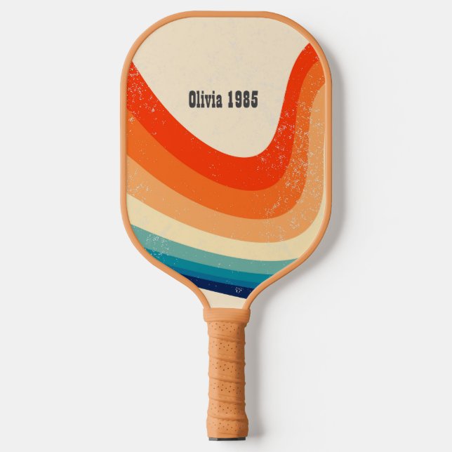 Custom Retro Rainbow Stripes Pickleball Schläger (Vorderseite)