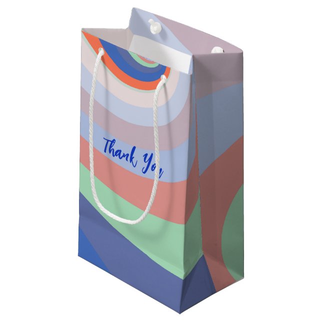 Custom Retro Rainbow Swirl Vielen Dank Kleine Geschenktüte (Vorderseite Schrägansicht)