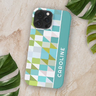 Custom Retro Squares Dreiecke Polygon Art Muster iPhone 16 Pro Max Hülle