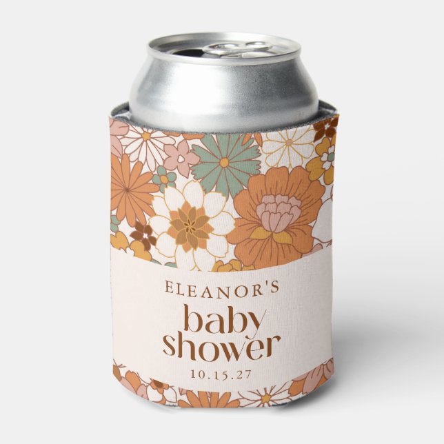 Custom Retro Terracotta Boho Floral Baby Dusche Dosenkühler (Kanne Vorderseite)