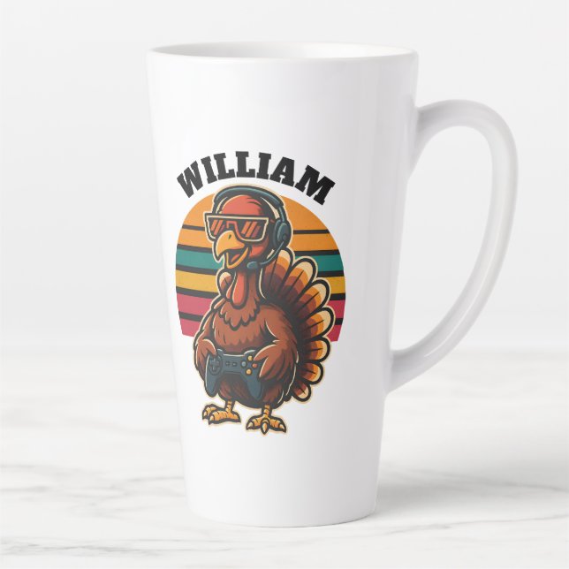Custom Retro Thanksgiving Turkey Gamer Milchtasse (Rechts)
