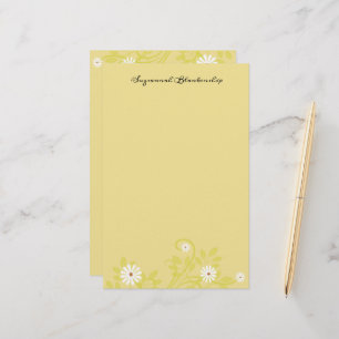 Custom Retro White Daisy Borders Stationery Briefpapier