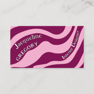 Custom Retro Zebra Streifen Wavy Lines Magentrosa Visitenkarte