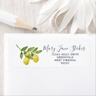 Custom Return Address Envelope | Watercolor Lemon