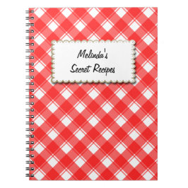 Custom Rezept Notebook Red and White Kariert Patte Notizblock