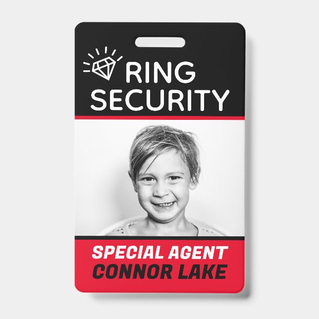 Custom Ring Security Ring Bearer Hochzeitsicherhei Ausweis (Vorderseite)