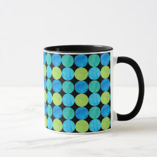 Custom Ringer Tasse: Blue Moons on Grid Pattern Tasse