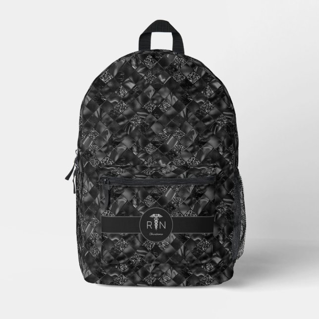 Custom RN Registered Nurse Luxury Glitzer Pattern Bedruckter Rucksack (Vorderseite)