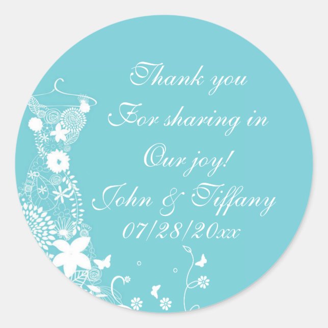 Custom Robin Egal Blue Gastgeschenk Hochzeit Label Runder Aufkleber (Vorderseite)