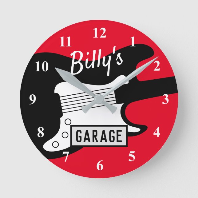 Custom Rock & Roll Gitarre Garage Wanduhr (Vorderseite)