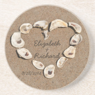 Custom Romantic Name Sea Muschel Herzlich Unterset Getränkeuntersetzer