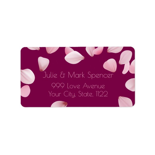 Custom Romantic Pink Petals Address Label Adressaufkleber (Vorne)