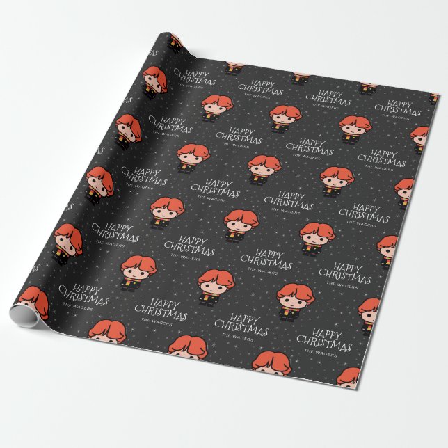 Custom Ron Weasley Cartoon | Frohe Weihnachten Geschenkpapier (Ungerollt)