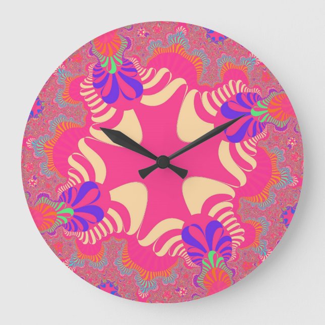 Custom Rosa Bubblegum Cross Large Wall Clock Große Wanduhr (Vorderseite)