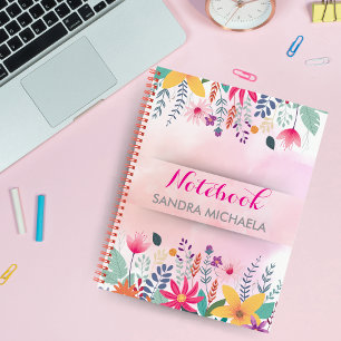 Custom Rosa & Green Floral Notebook mit Namen Notizbuch