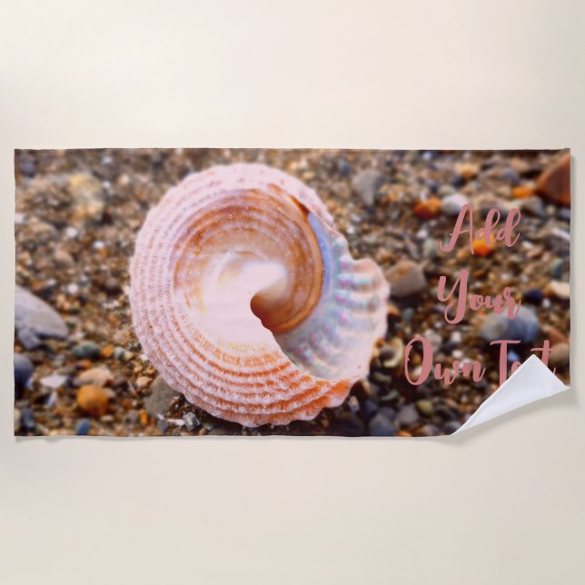CUSTOM Rosa Muschel am Strand Foto Strandtuch (Vorderseite)