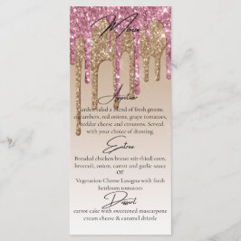 Custom Rosa Rose Gold Glitzer Tropfen Elegantes Ab Menükarte