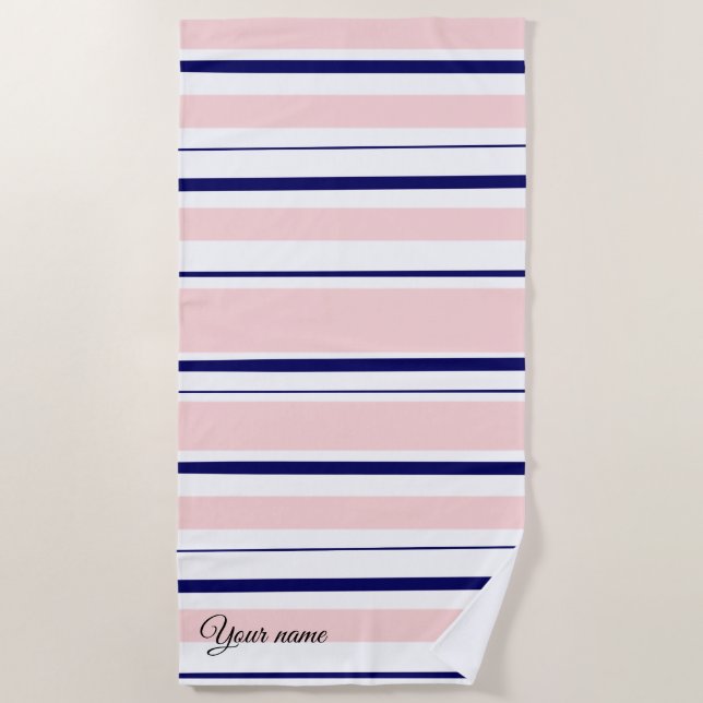 Custom Rosa und Blue Marine Strandtuch (Vorderseite)