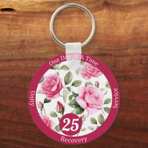 Custom Rose Erholung Meilenstein Geschenk für sie Schlüsselanhänger