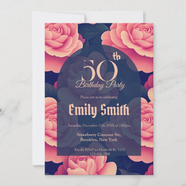 Custom Rose Flower Birthday Einladung (Vorderseite)