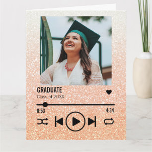 Custom Rose Gold Abschluss Foto Song Playlist Karte