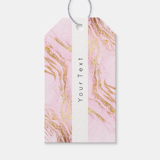 Custom Rose Gold Blush Pink Marmor Weißer Name Geschenkanhänger (Vorderseite)