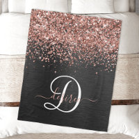 Custom Rose Gold Glitzer Black Sparkone Monogram