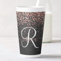Custom Rose Gold Glitzer Black Sparkone Monogram