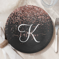 Custom Rose Gold Glitzer Black Sparkone Monogram