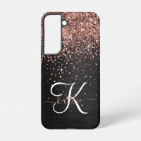 Custom Rose Gold Glitzer Black Sparkone Monogram