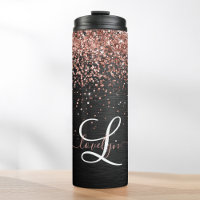 Custom Rose Gold Glitzer Black Sparkone Monogram