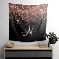 Custom Rose Gold Glitzer Black Sparkone Monogram