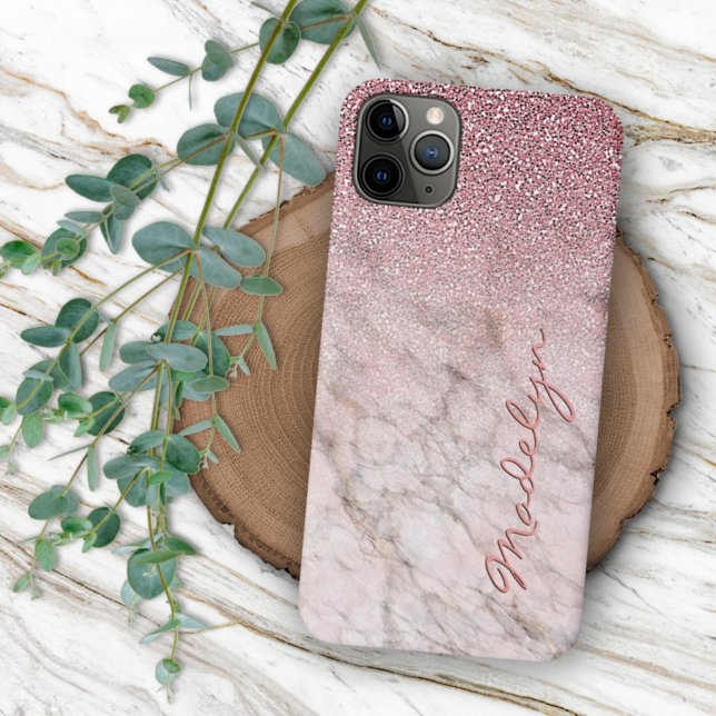 Custom Rose Gold Glitzer Blush Pink Marmormuster M Case-Mate iPhone Hülle (Von Creator hochgeladen)