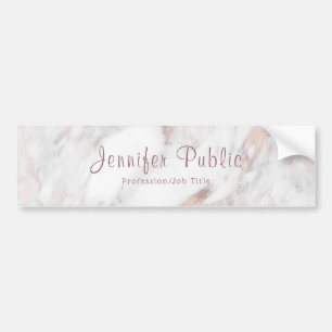 Custom Rose Gold Marble Handwritten Script Autoaufkleber